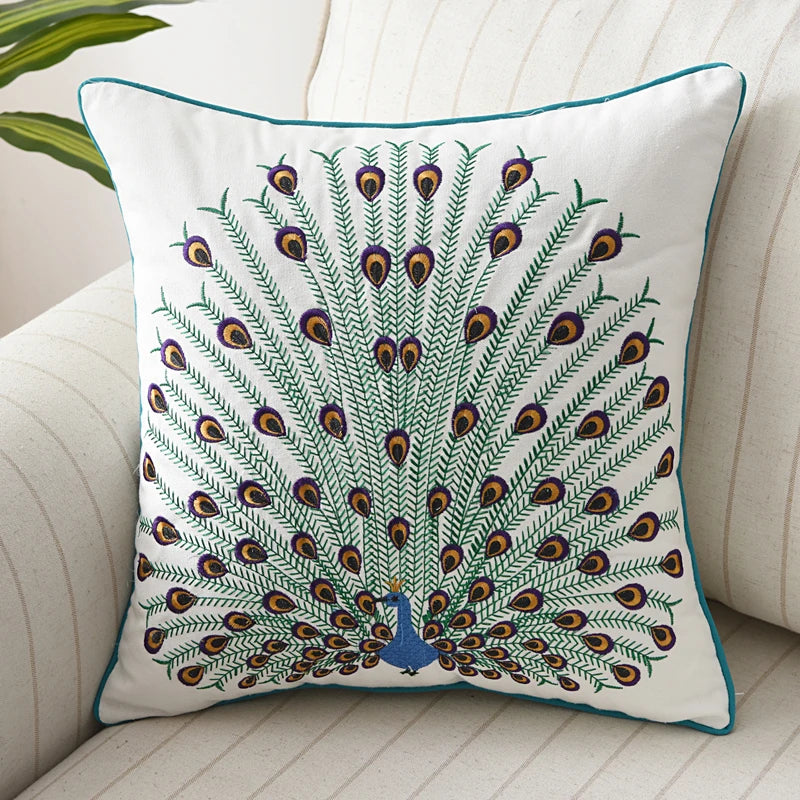 Butterfly Cushion Cover 45x45cm Floral Country Style Pillow Cover Cotton Embroidery Suqare Home decoration for Living Room