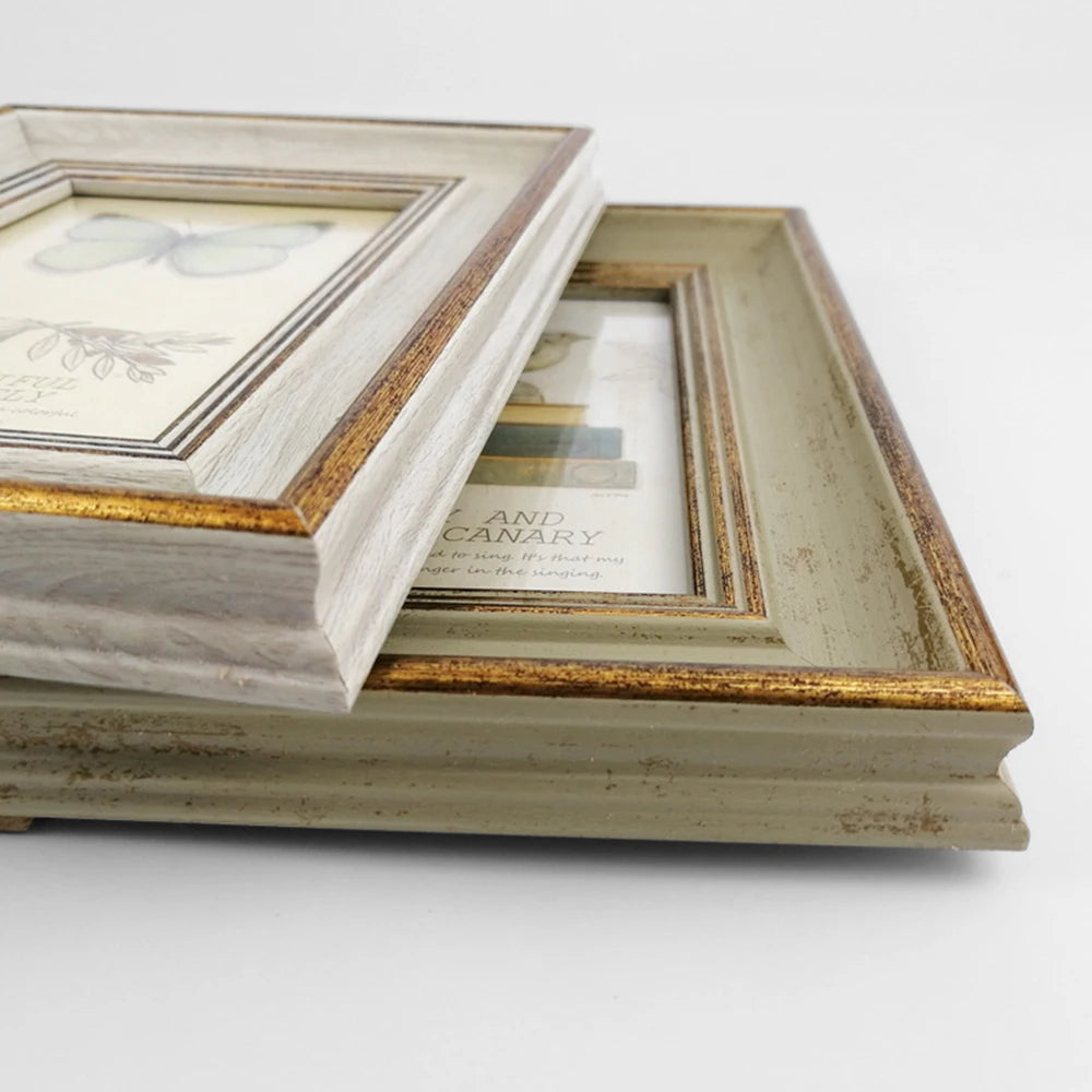 Wooden Picture Frame Vintage Portrait Photo Frames 6 Inch 7 Inch Wedding Anniversary Retro Landscape Horizontal Poster Frame