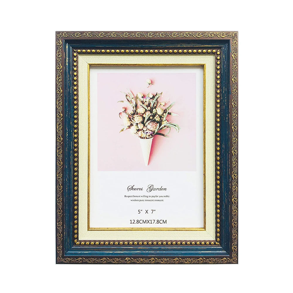 Photo frame retro blue 5 x 7 photo frame home office for photo frame unique design Christmas Valentine's Day gift