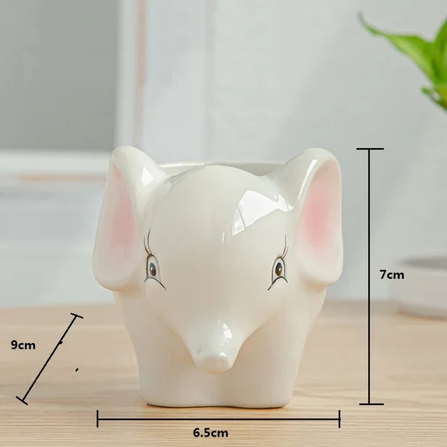 Nordic New Style Ceramic Animal Flower Pot Cartoon Zebra Sheep Cow Head Mini Pot Succulents Plants Bonsai Pots Home Decoration