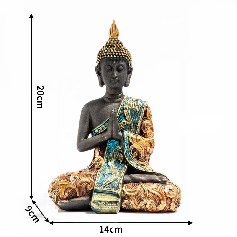 Large Buddha Statue Mysterious Fish Tank Decoration Mini Buddhism Figurine Desk Decor Ornament Hand-Painted Sculpture Sandstone