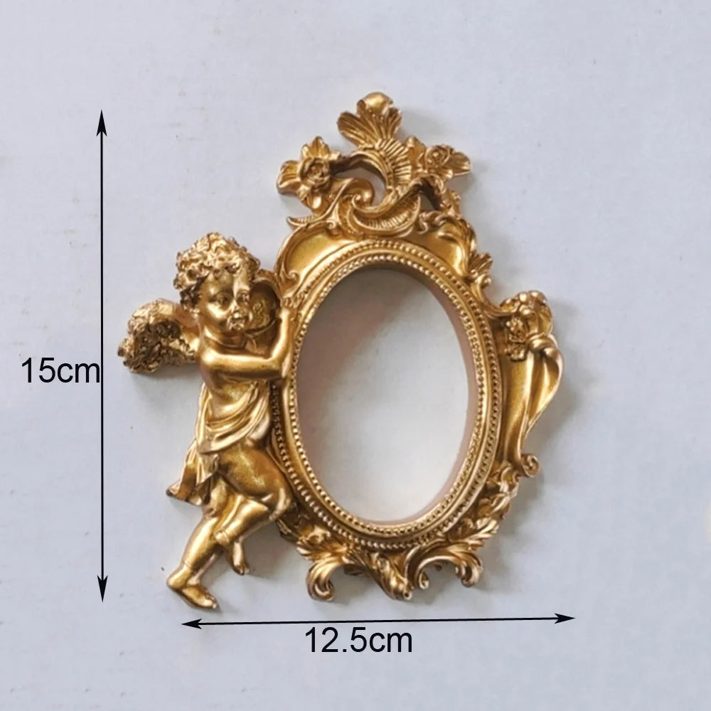 Mini gold small photo frame shooting props retro European style photo frame embossed nail art earrings pose props