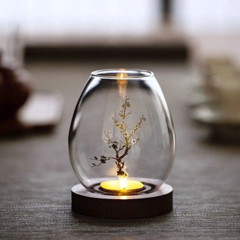 Glass Candlesticks with Cup Cover Round Transparent Candle Holders Retro European Style Table Decoration Ornaments Wedding