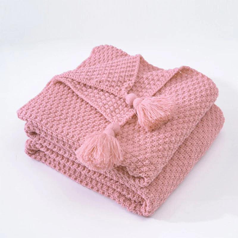 Nordic Wool Blanket Sofa Tassel Knitted Ball Super Warm Cozy Throw Blankets For Office Siesta Air-conditioner Bedspread Bedding