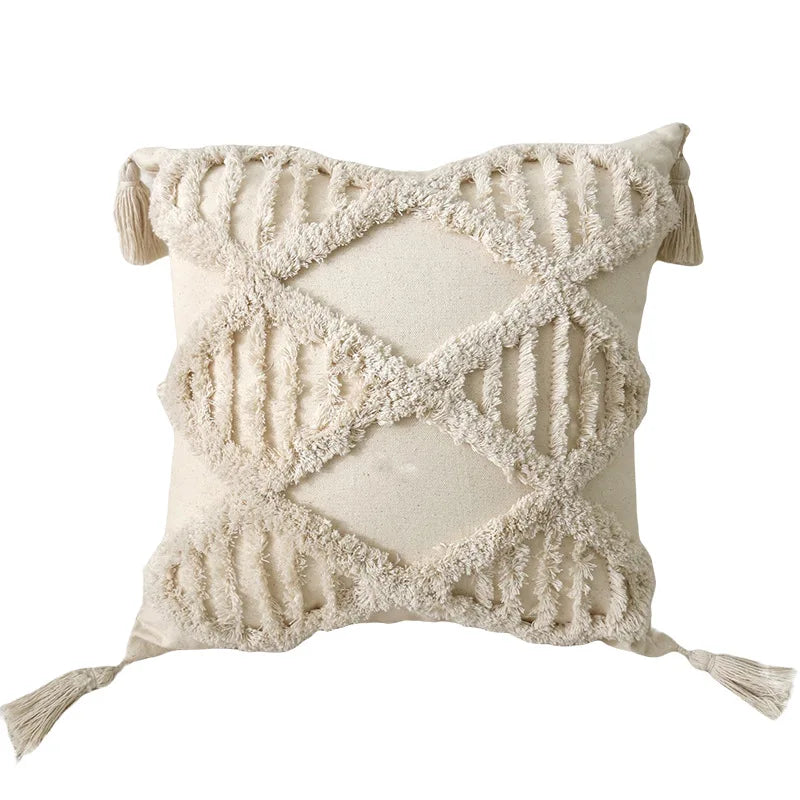 Cotton Tufted Cushion Cover With Tassel Retro Living Room Decorative Pillow Cover For Sofa Home Decor 30x50,45x45cm Pillowcase