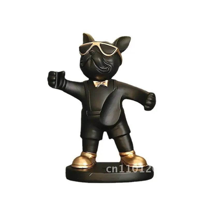 Luxury High-End Standing French Bulldog Wine Rack Resin Hand-Painted Modern Chinese Style Decorations for Home Living Room
