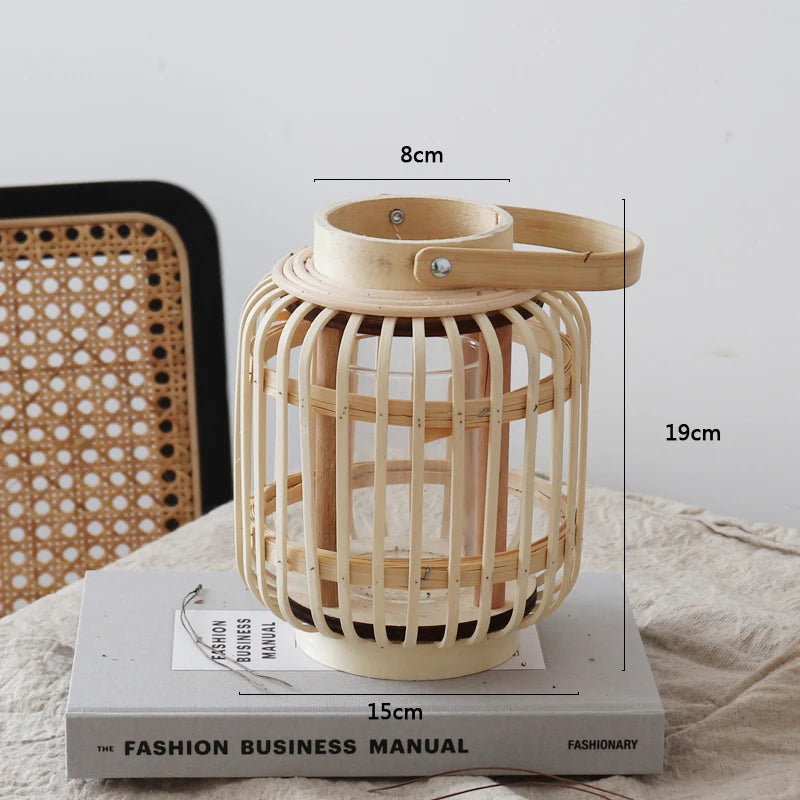 Modern Bamboo Woven Flower Vase Home Decorative Centerpiece Tabletop Ornament for Living Room Bedroom Study Sample Room