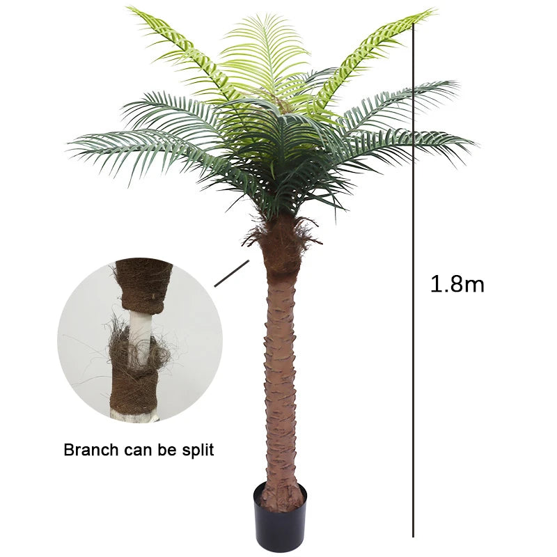 150/180cm/210cm Artificial Coconut Tree Fake Plants Large Green Plants Palm Tree Bonsai Decoration for Home Office Floor Potted