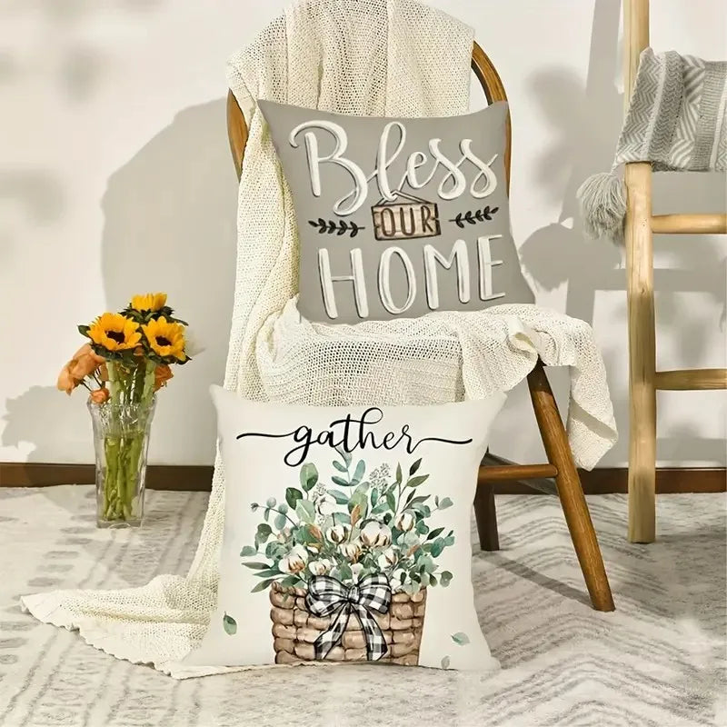 4pcs/set Throw Pillow Case Botanical 45*45cm Square Cushion Cover Decorative Single-Sided Pillow Cover For Living Room Bedroom