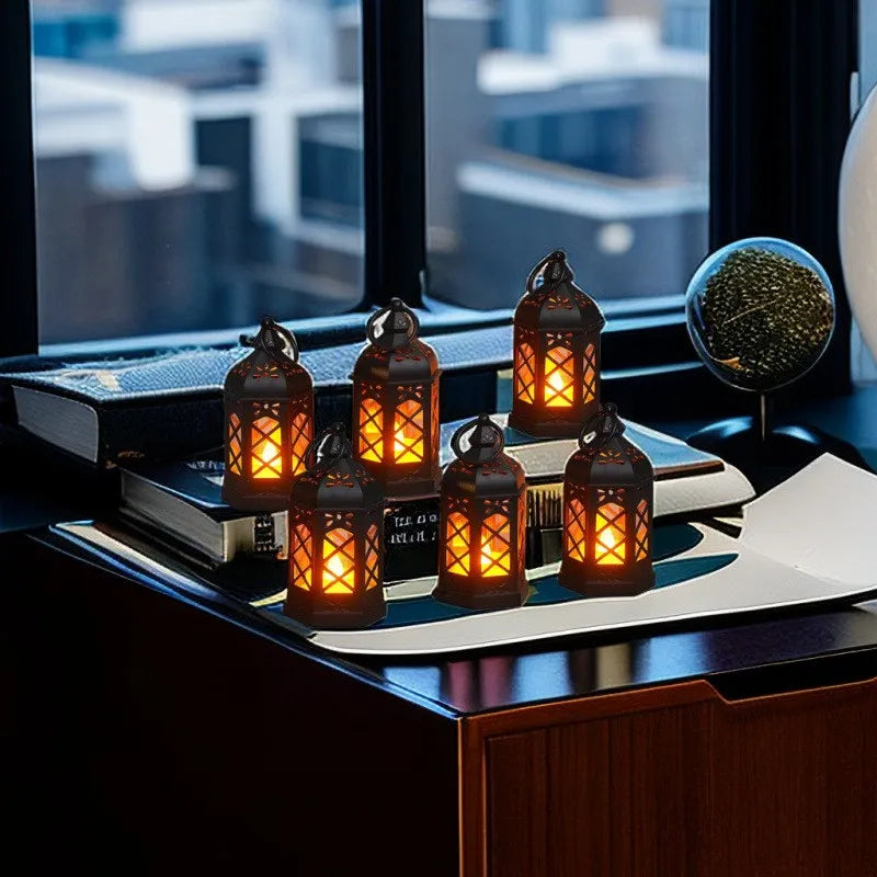 Led Electronic Candle Light Hexagonal Wind Light Portable Handheld Small Lantern Small Night Light Decorative Ornament