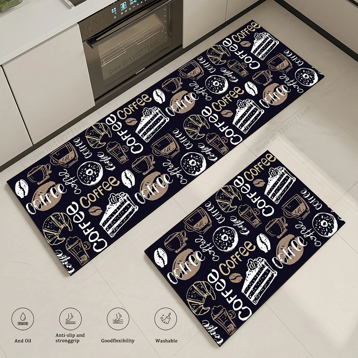 Coffee Kitchen Corner Waterproof Non-slip Rug Quality Washable Absorbent Long Floor Mat Bedroom Hallway Entrance Doormat Carpet