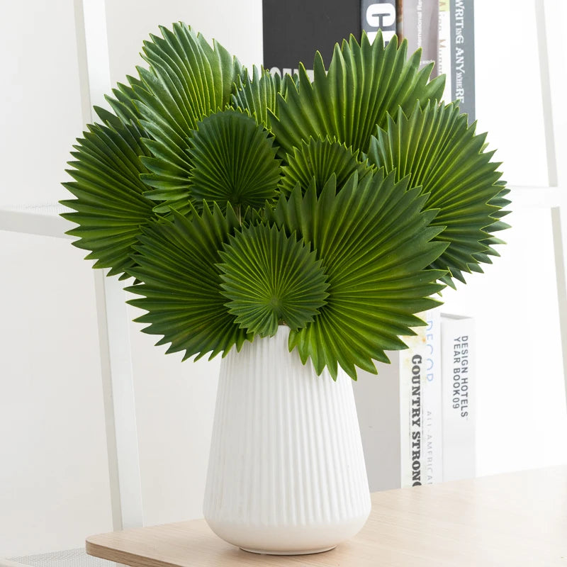 Turtle Back Leaves Artificial Plants Green Wedding Home Garden Outdoor Plant Tropical Party Palm Fan Leaves Wall Decoration