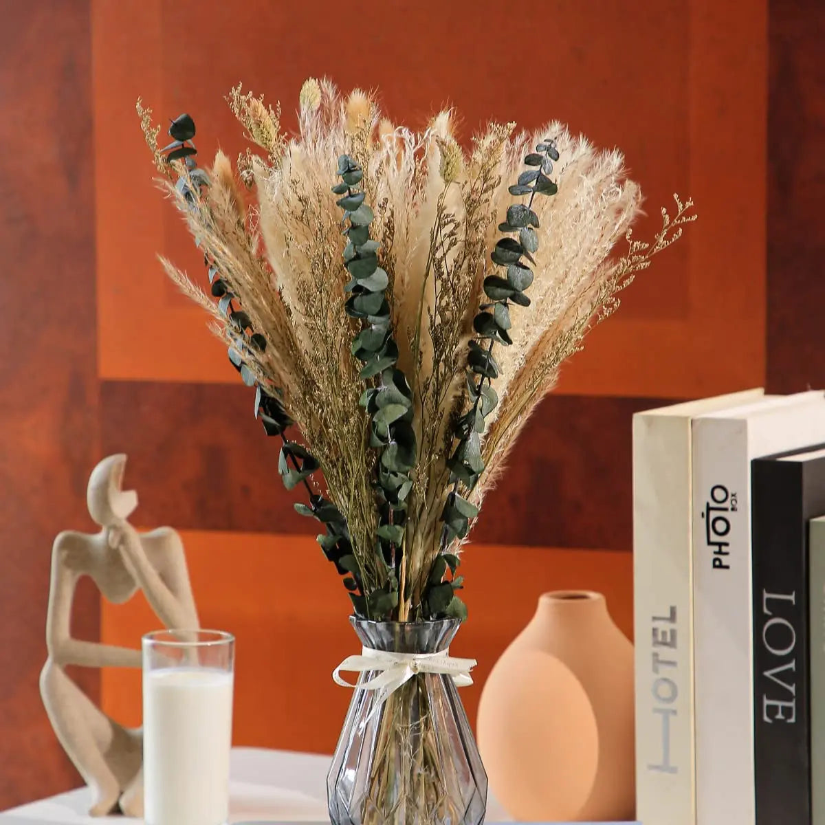 Natural Fluffy Pampas Grass Reed Dried Flower Bouquet Boho Style Home Office Coffee Table Wedding Flower Arrangement Layout