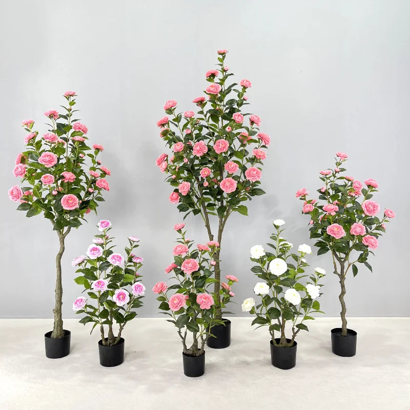 Simulation camellia tree camellia artificial green plant potted home decoration floor plant