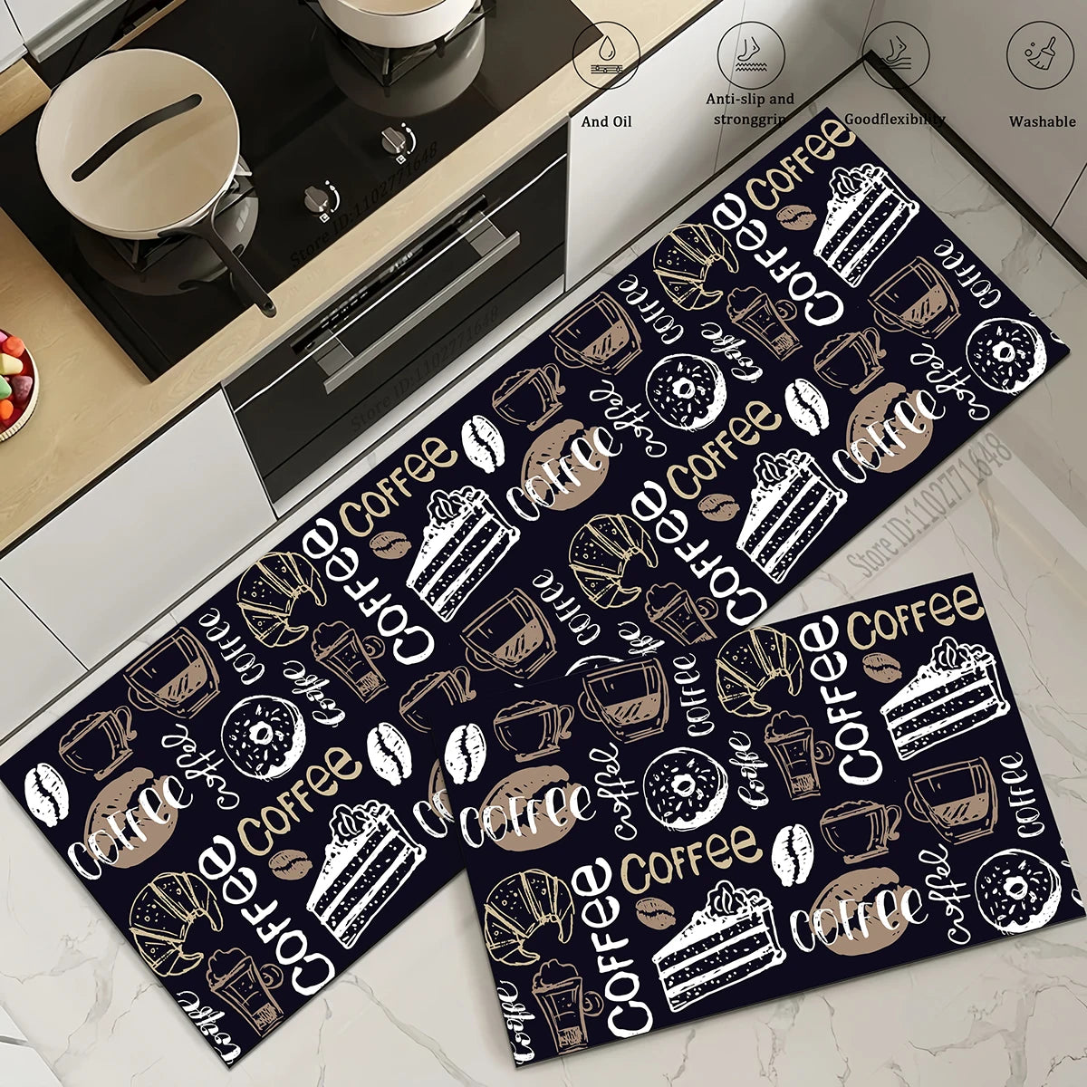 Coffee Kitchen Corner Waterproof Non-slip Rug Quality Washable Absorbent Long Floor Mat Bedroom Hallway Entrance Doormat Carpet