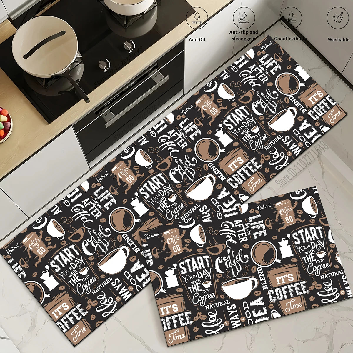 Coffee Kitchen Corner Waterproof Non-slip Rug Quality Washable Absorbent Long Floor Mat Bedroom Hallway Entrance Doormat Carpet