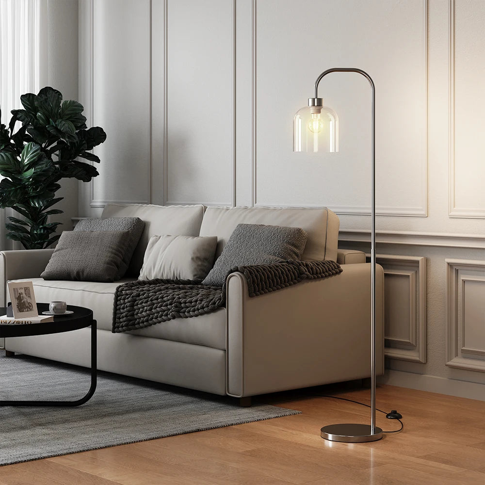KOMORE Luxurious Floor Lamp with Frosted Glass Lampshade for Living Room Office, Bedroom, Hallway, Porch