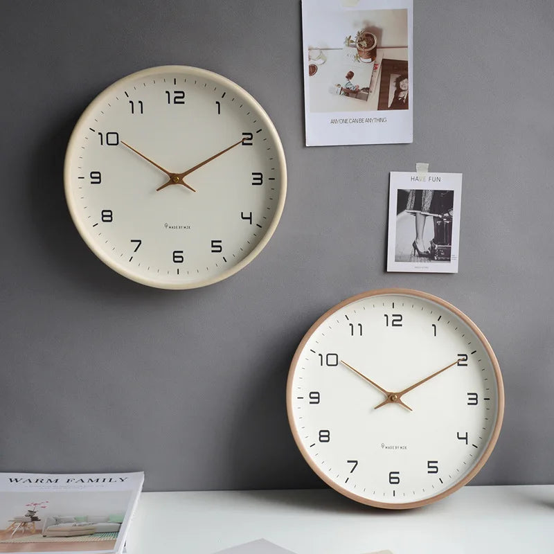 Nordic Solid Wood Wall Clock Living Room Household Clock Decoration Silent Clock Japanese Modern Light Luxury Creative Clock