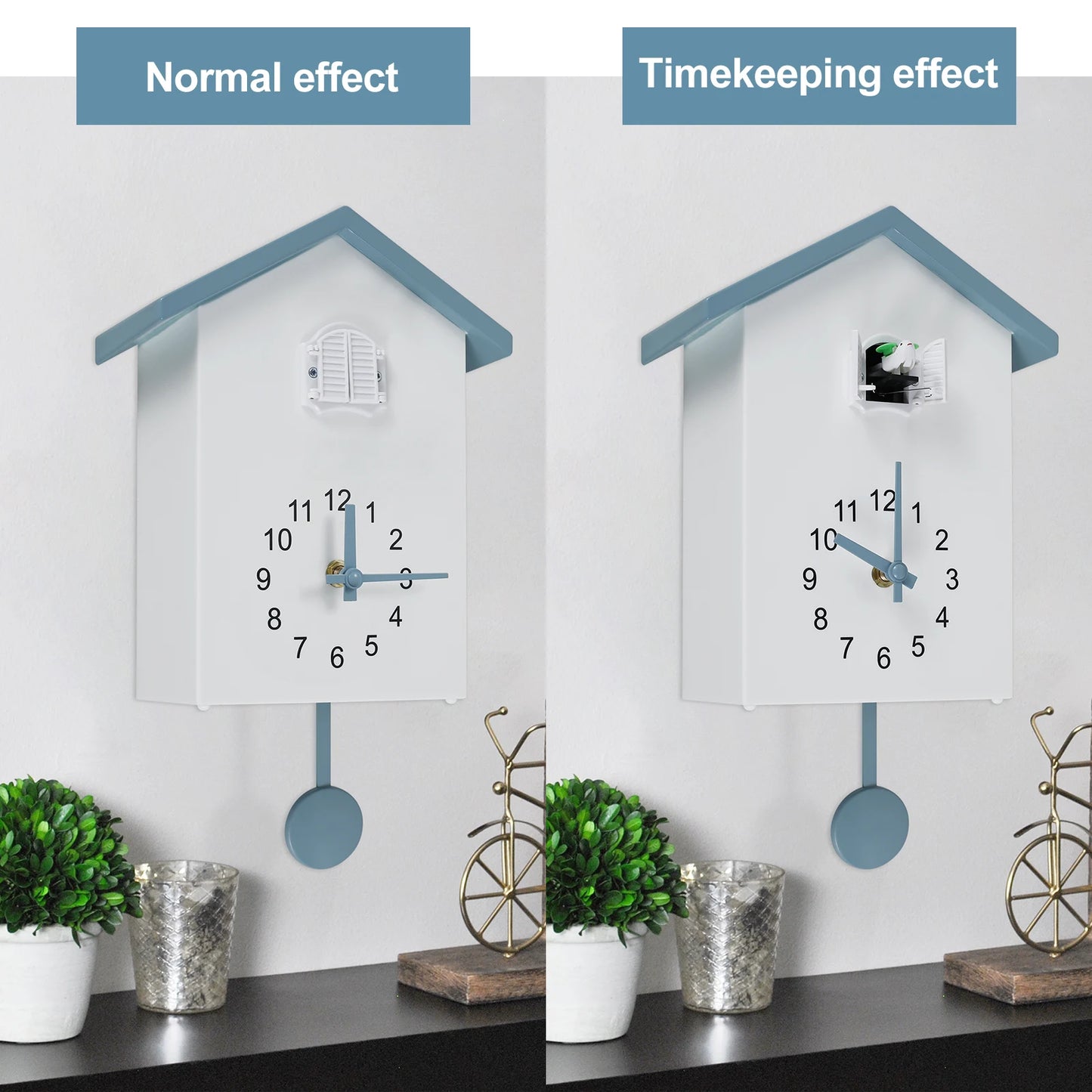 Cuckoo Clock with Chimer Bird House Cuckoo Sound Clock Battery Powered Cuckoo Wall Clock for Wall Art Home Living Room Decor