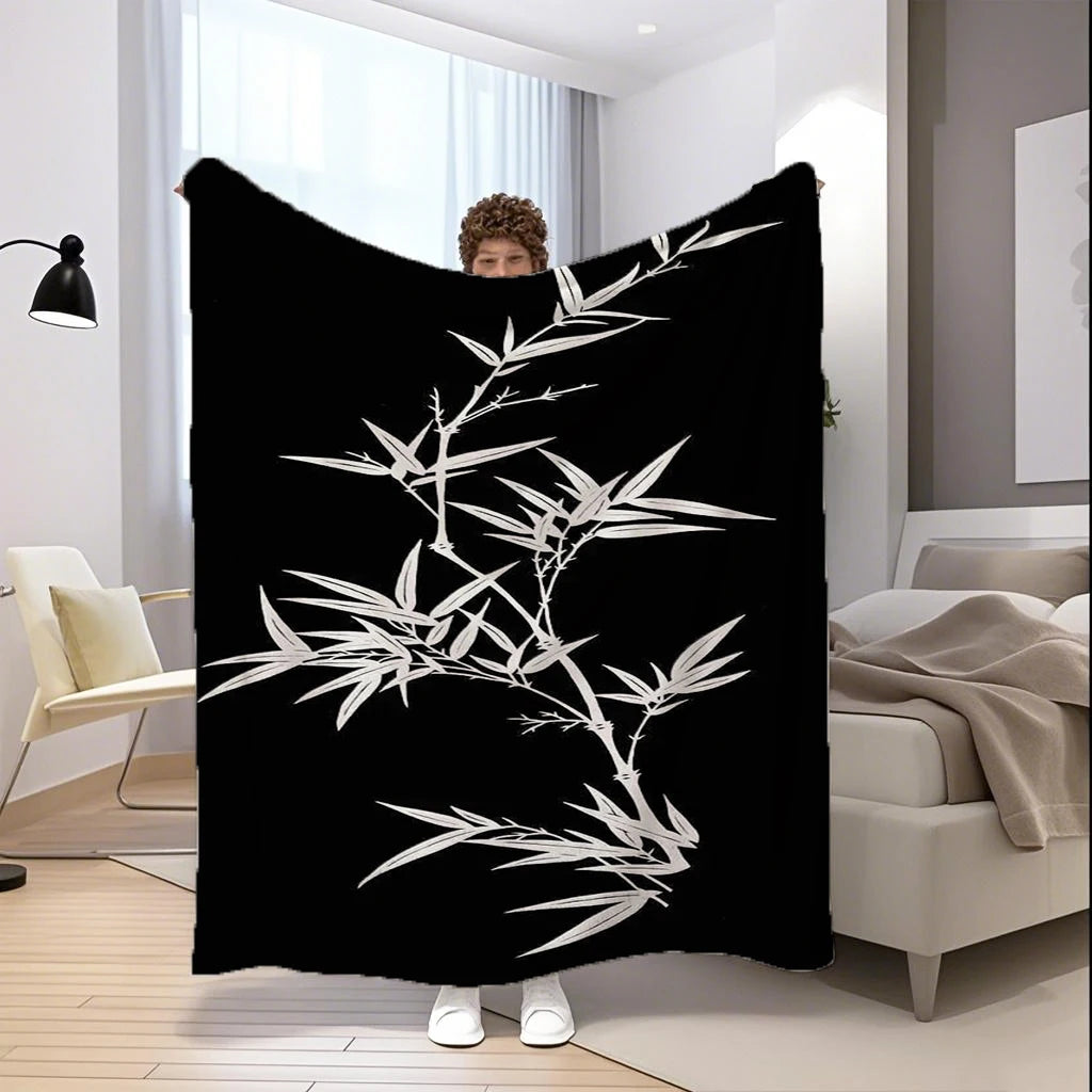 Blue Floral Pattern Microfiber Flannel Cover Blanket Bedroom Living Room Sofa Soft And Comfortable Home Decoration