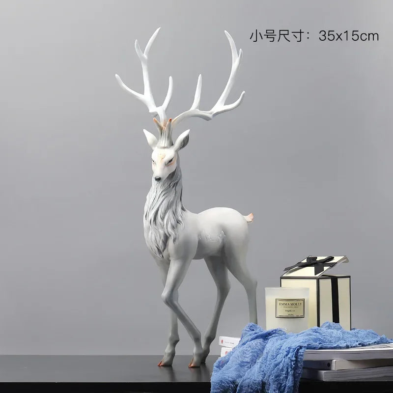 Deer Decoration Reindeer Ornaments Resin Sculpture For Living Room Luxury Nordic Home Decor Sculptures Deer Figurines