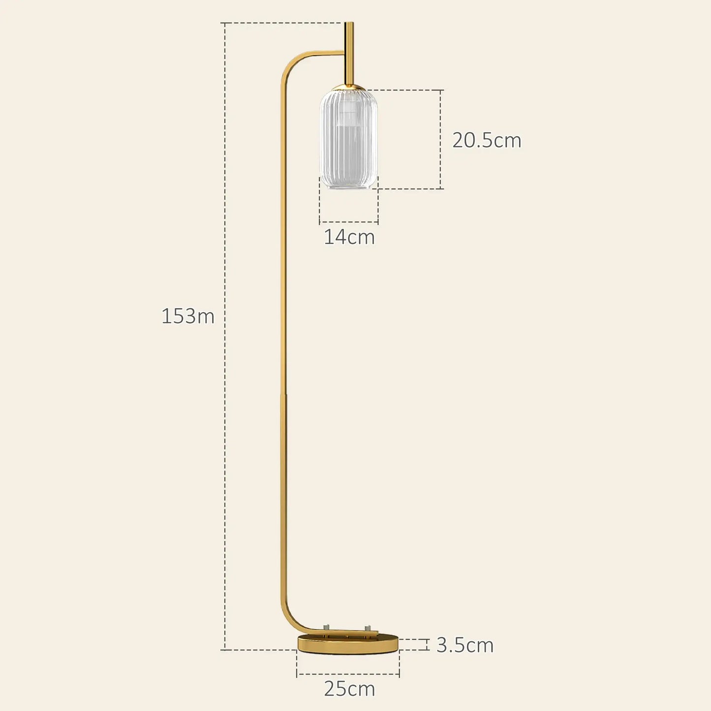 Modern Gold Floor Lamp with Glass Shade Stylish Standing Light for living Room for bedroom Foot Switch Design Bulb Not