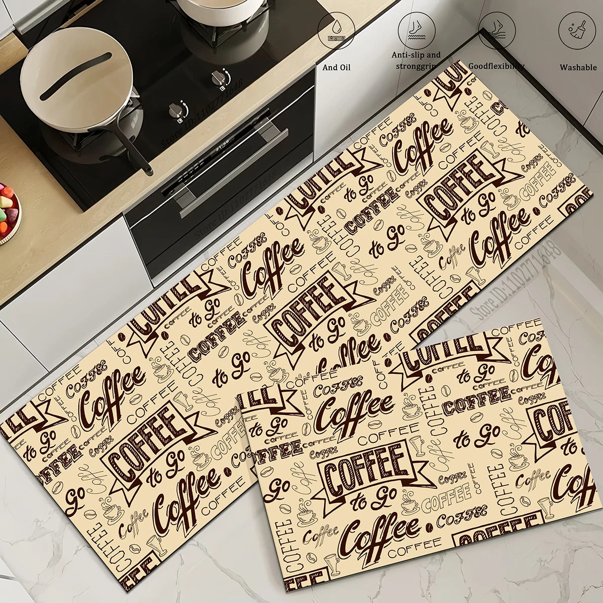 Coffee Kitchen Corner Waterproof Non-slip Rug Quality Washable Absorbent Long Floor Mat Bedroom Hallway Entrance Doormat Carpet
