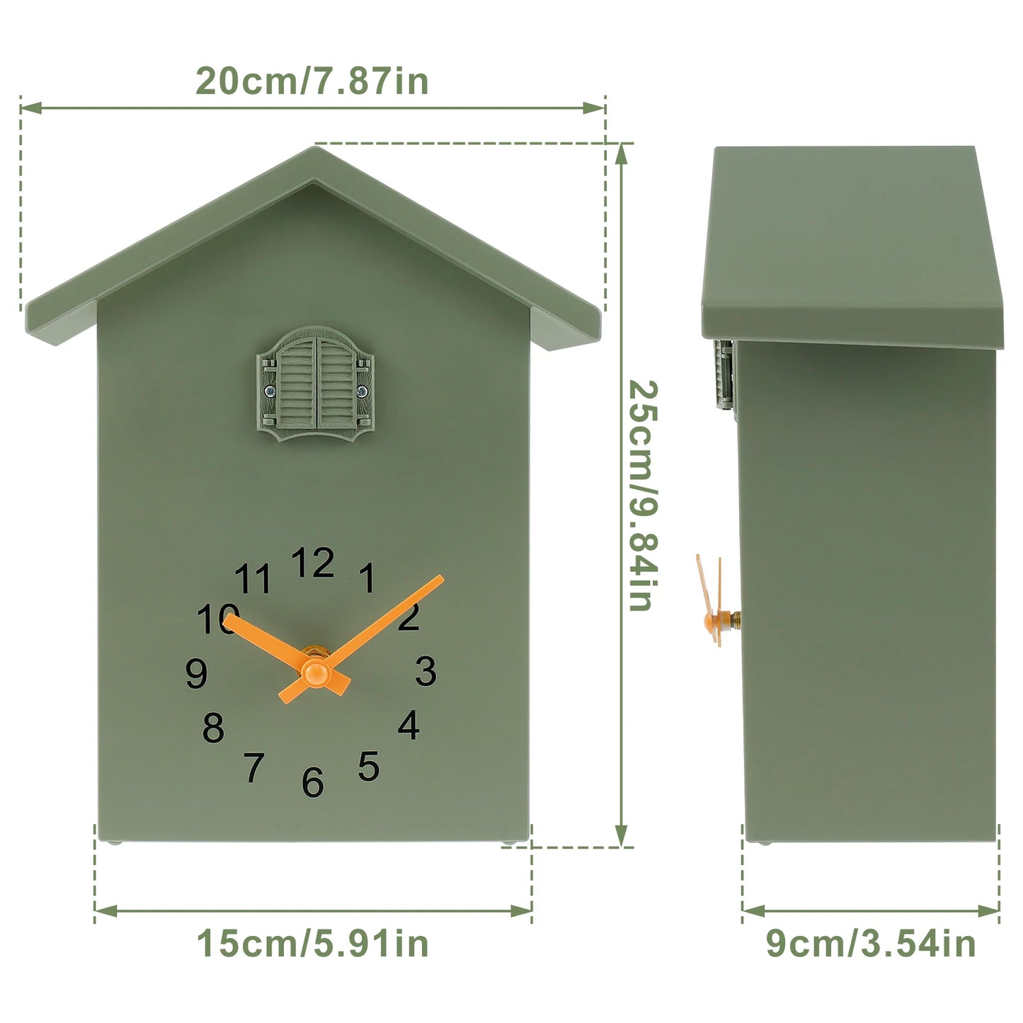 Cuckoo Clock with Chimer Bird House Cuckoo Sound Clock Battery Powered Cuckoo Wall Clock for Wall Art Home Living Room Decor