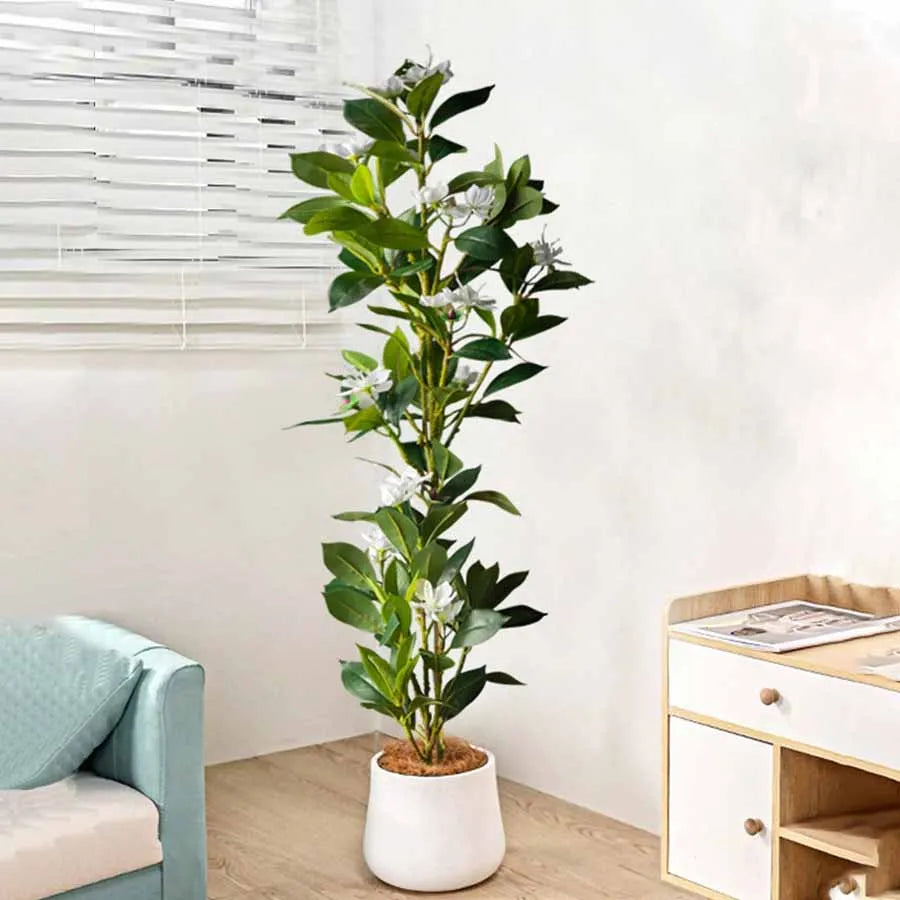 80/120cm Tropical Artificial Ficus Large Banyan Plants Plastic Fiddle Fig Tree Branch Faux Magnolia Tree For Home Garden Decor