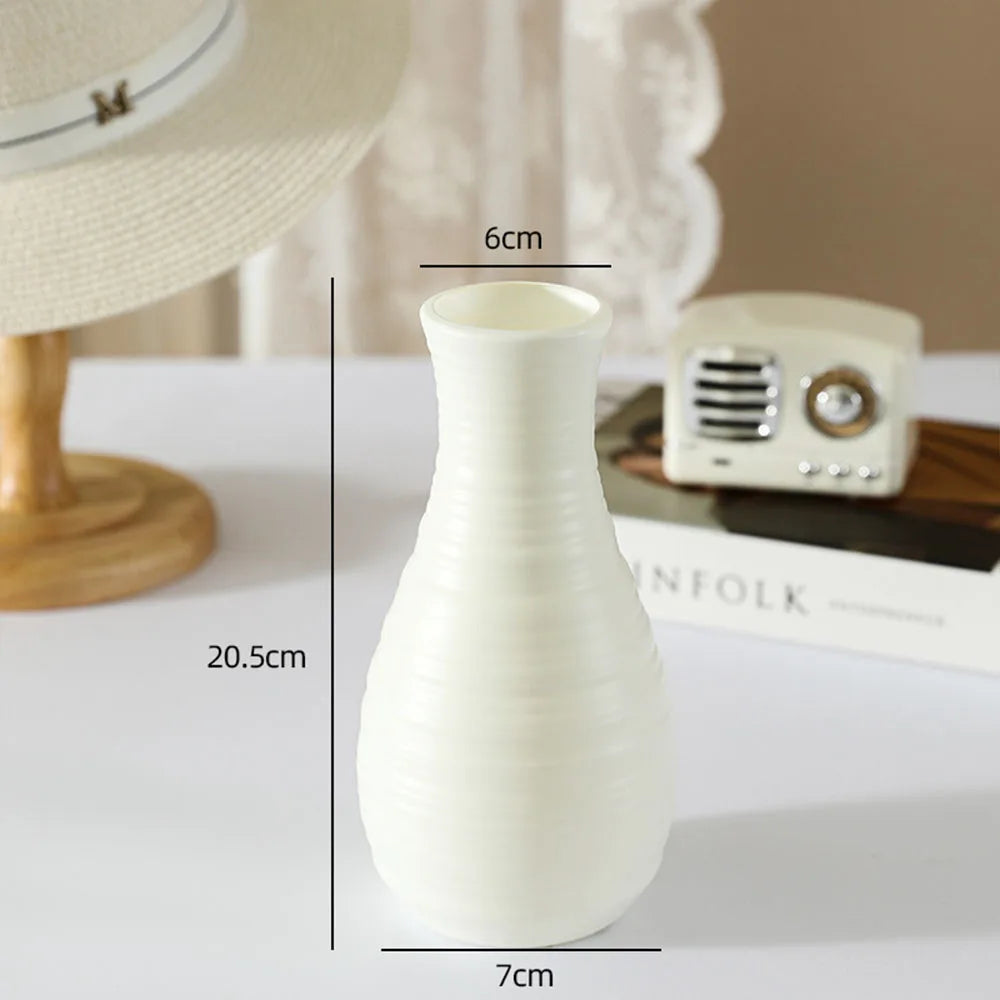 Unbreakable Vase for Flowers Ceramic Look Plastic Vase for Home Decor Living Room Table Wedding Party Living Room Decor Ornament