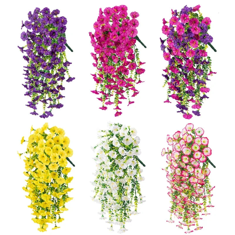 1-10pcs UV-Resistant Artificial Morning Glory& Eucalyptus Hanging Wall Door Decoration For Home Garden Wedding Versatile Outdoor