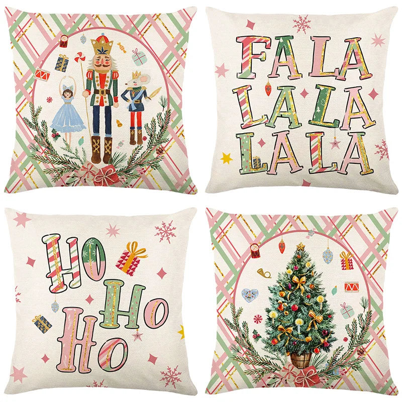 4pcs/set Throw Pillow Case Botanical 45*45cm Square Cushion Cover Decorative Single-Sided Pillow Cover For Living Room Bedroom