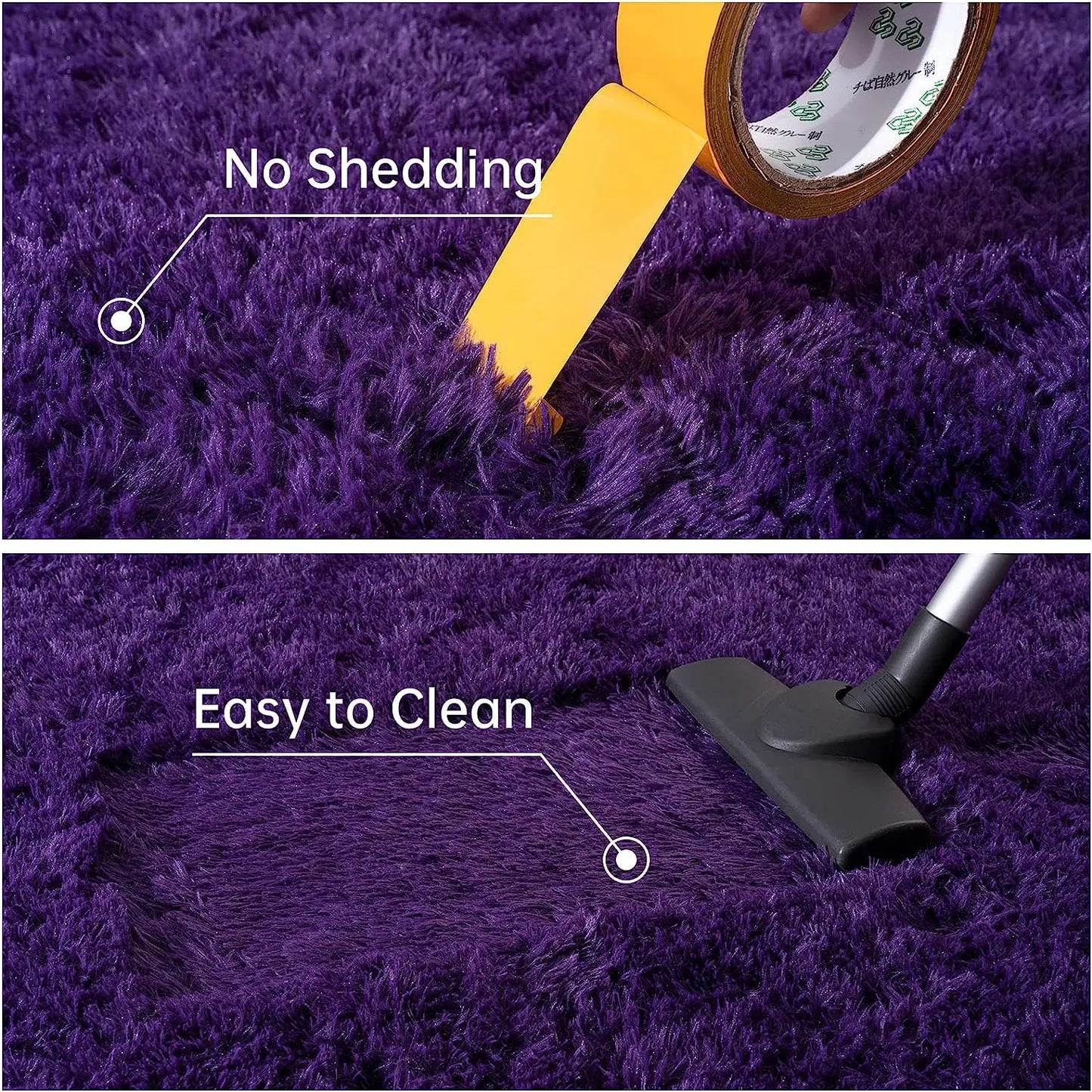 Luxury Fluffy Area Rug Modern Shag Rugs for Bedroom Living Room Rug for Kids Nursery Girls Home Purple Deep