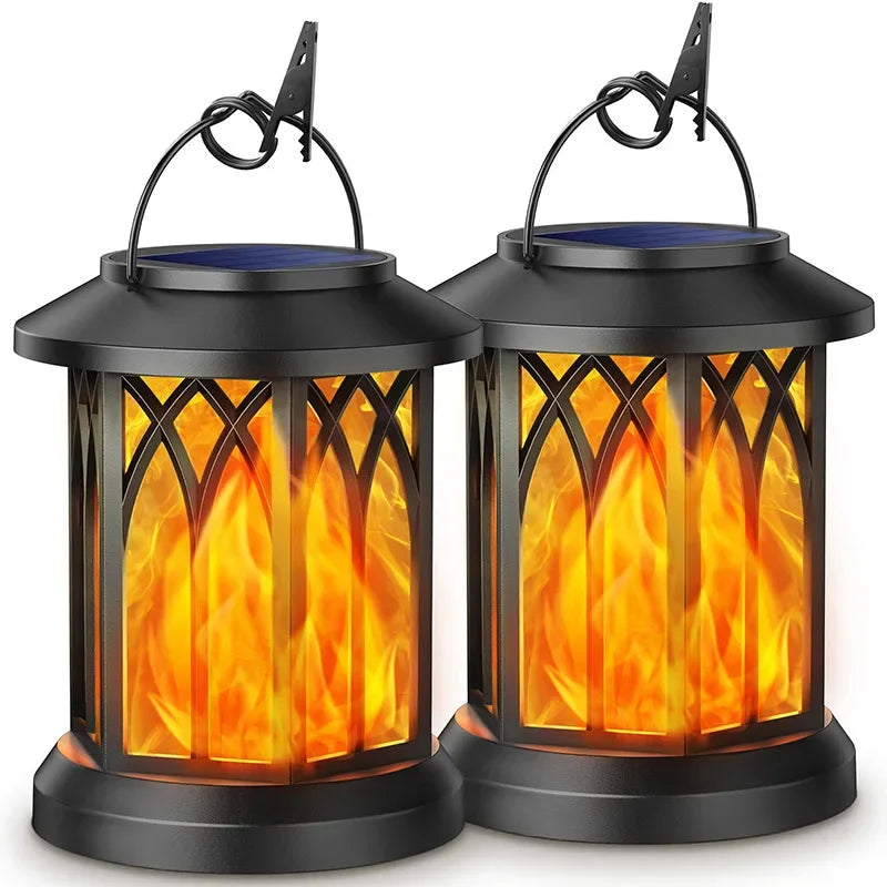 LED Solar Creative Simulation Flame Lamp with Clip IP65 Waterproof Outdoor Wall Lamp Garden Landscape Light Garden Decoration