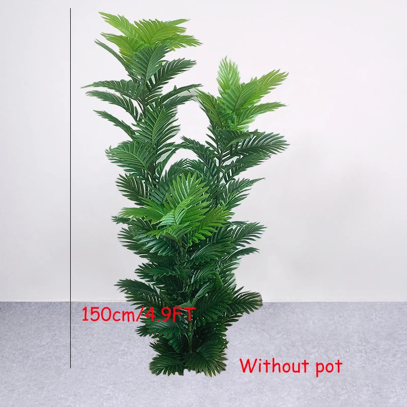 150cm Large Artificial Palm Tree Tropical Fake Plants Real Touch Palm Leafs Plastic Banyan Tree for Home Garden Shop Party Decor