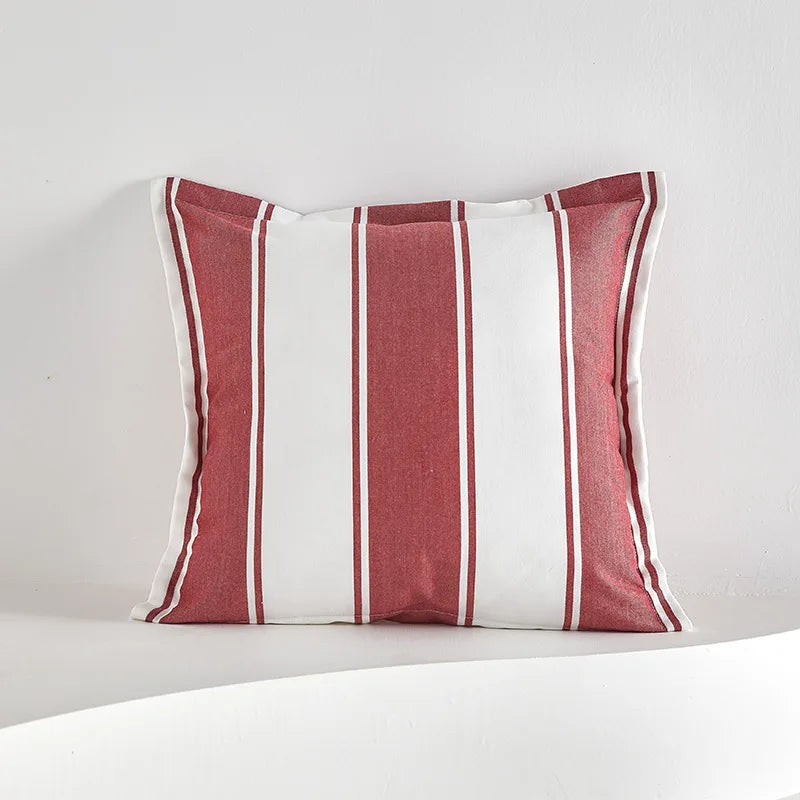 Classical Striped Cushion Cover 45x45cm Hawthorn Red Ivory Recycle Polyester Fabric Pillow Cover Indoor Outdoor Home Decoration