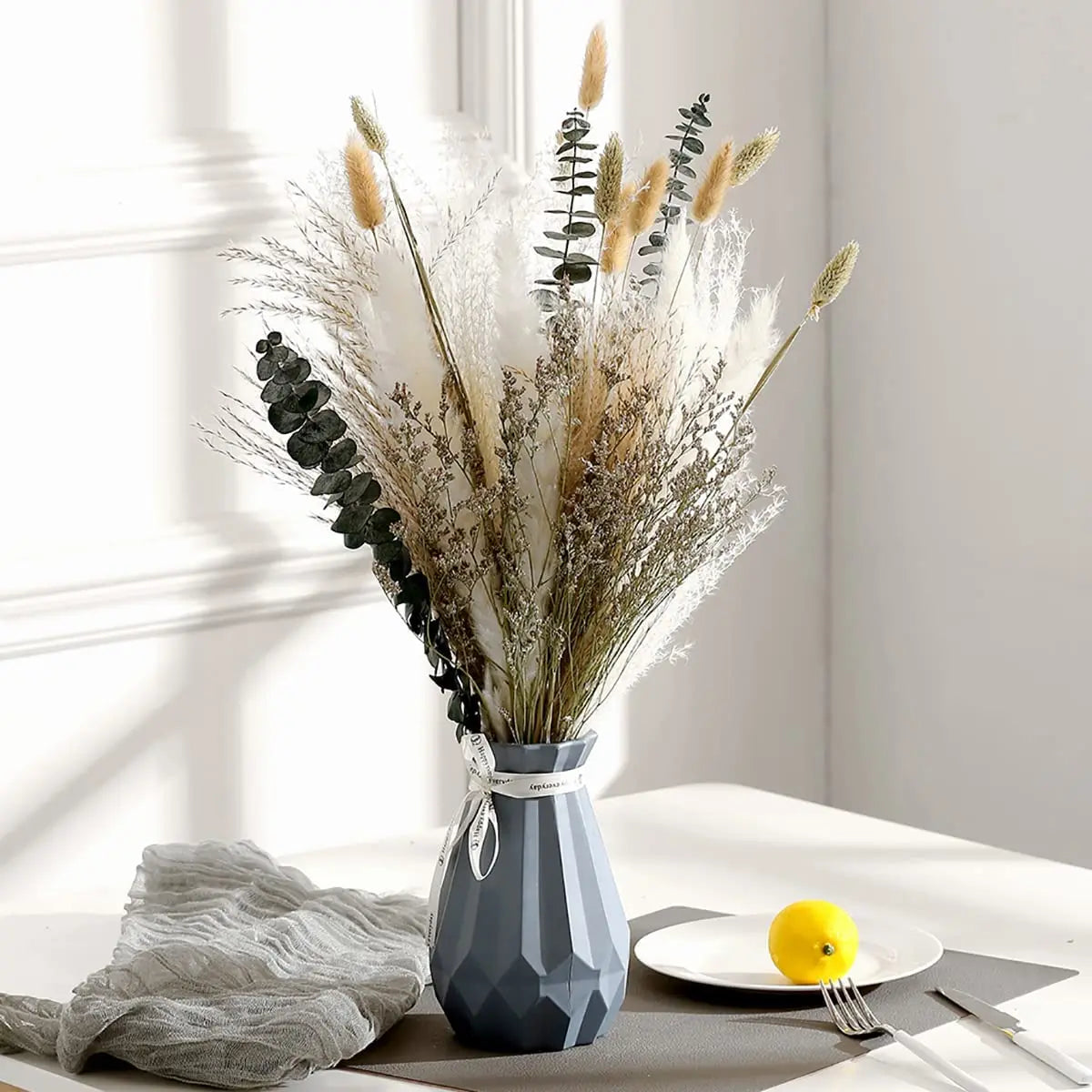 Natural Fluffy Pampas Grass Reed Dried Flower Bouquet Boho Style Home Office Coffee Table Wedding Flower Arrangement Layout