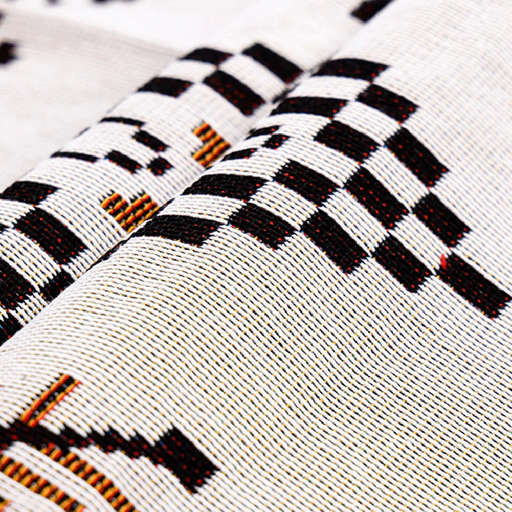Retro Outdoor Camping Mat Ethnic Bohemian Throw Sofa Blankets with Tassel Moisture-proof Polyester Cotton Travel Garden Rug