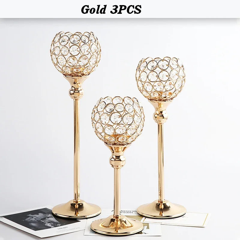 Crystal Candle Holder Modern Tealight Candlestick Home Christmas Party Candle Stand Wedding Dinning Table Centerpiece Decoration