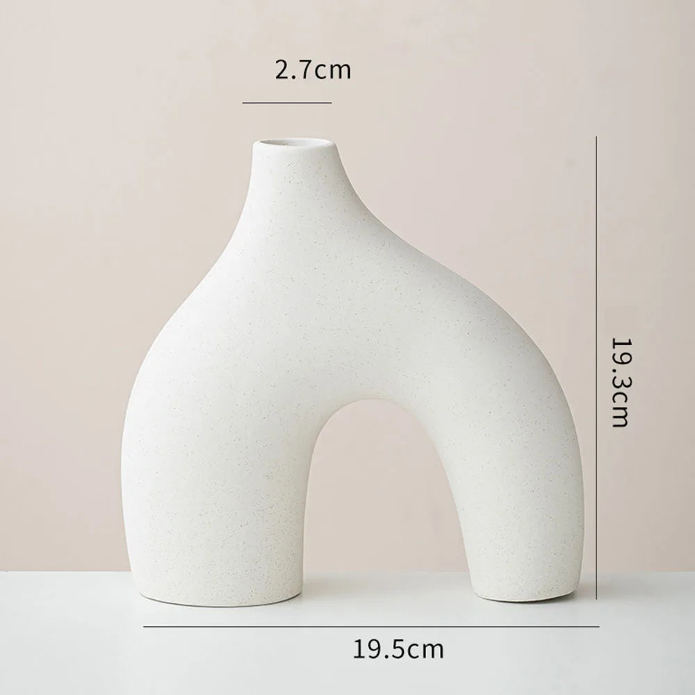 White Vase Home Decor Set of 3 Modern Vase for Table Decor, Nordic Flower Ceramic Vases for Bookshelf, Entry Way, Dining Desk