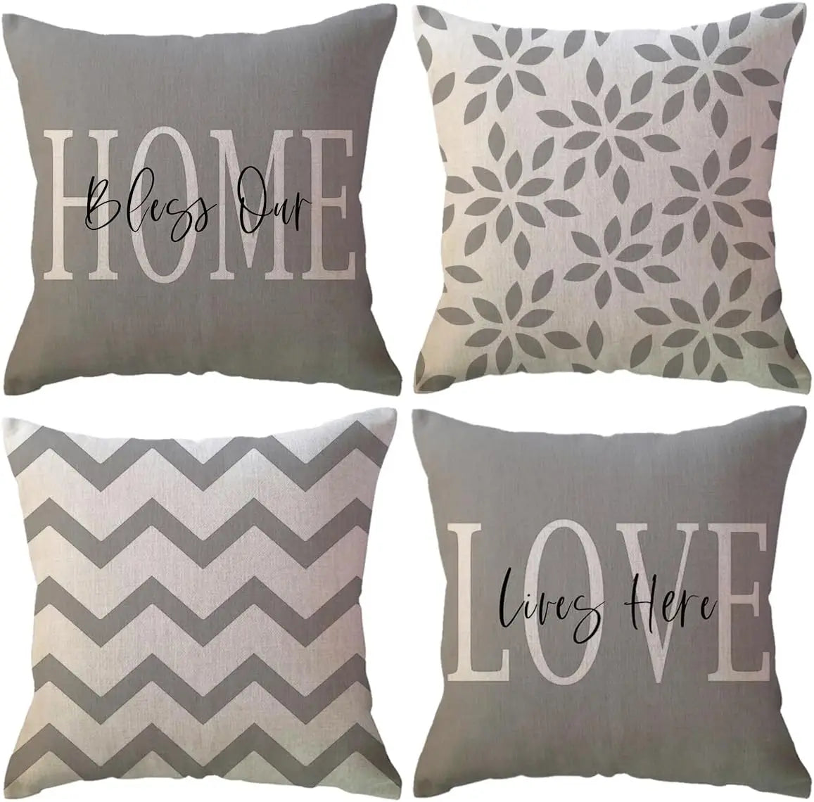 Throw Pillow Covers Printed Farmhouse Geometric Dahlia Floral Pillowcases Modern Decorative Cushion Covers 4Pack