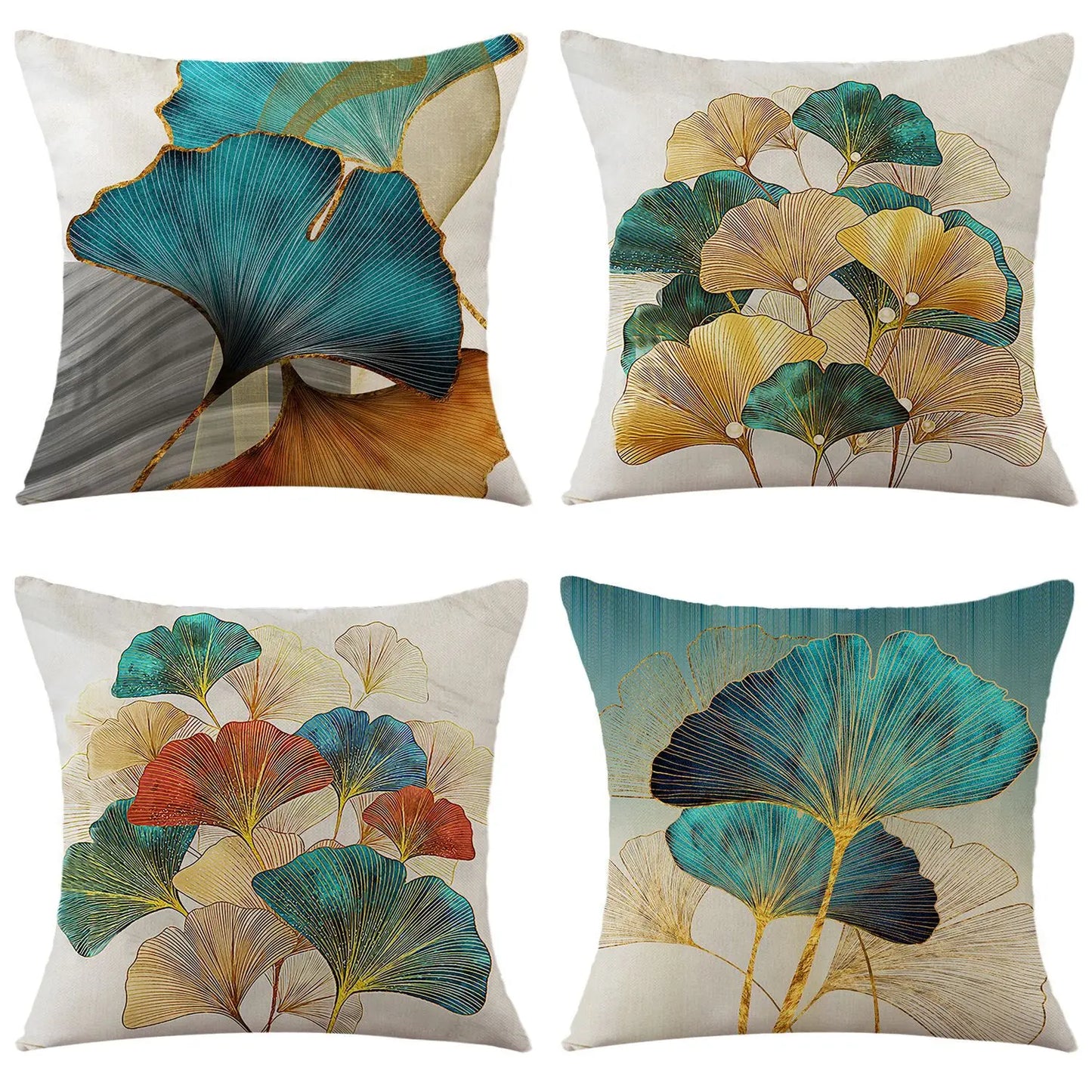 4pcs/set Throw Pillow Case Botanical 45*45cm Square Cushion Cover Decorative Single-Sided Pillow Cover For Living Room Bedroom