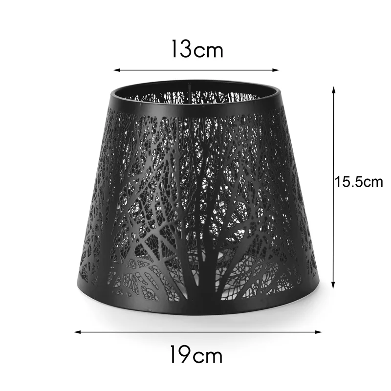 Small Lamp Shade,Barrel Metal Lampshade with Pattern of Trees for Table Chandelier Wall Lamp White