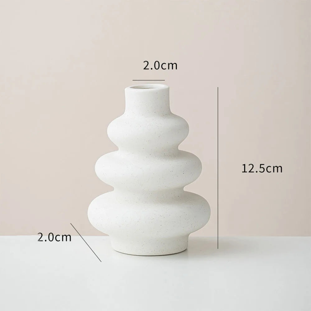 White Vase Home Decor Set of 3 Modern Vase for Table Decor, Nordic Flower Ceramic Vases for Bookshelf, Entry Way, Dining Desk