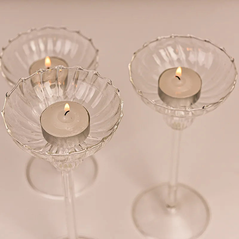 European high foot striped candlestick home decoration decoration wedding articles Romantic candlelight dinner candlestick props