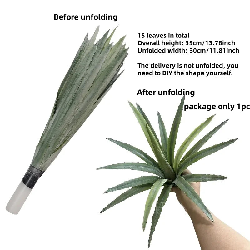 Artificial Aloe and Agave Potted Plant Tropical Desert Fake Succulent for Home Décor Desktop Office Living Room Green Decoration