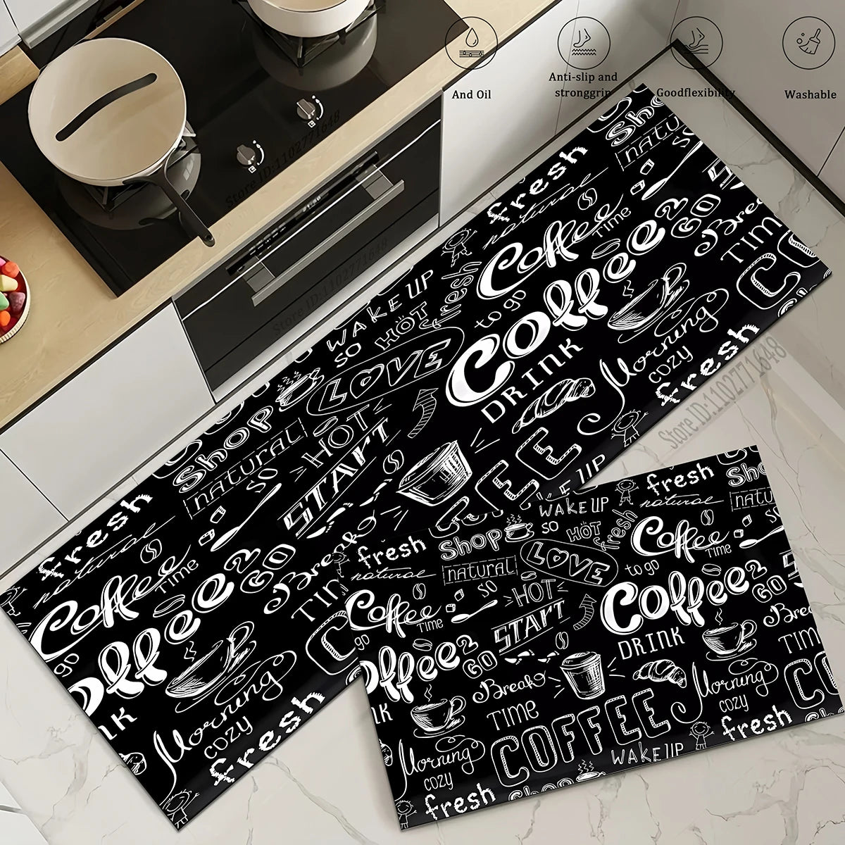 Coffee Kitchen Corner Waterproof Non-slip Rug Quality Washable Absorbent Long Floor Mat Bedroom Hallway Entrance Doormat Carpet