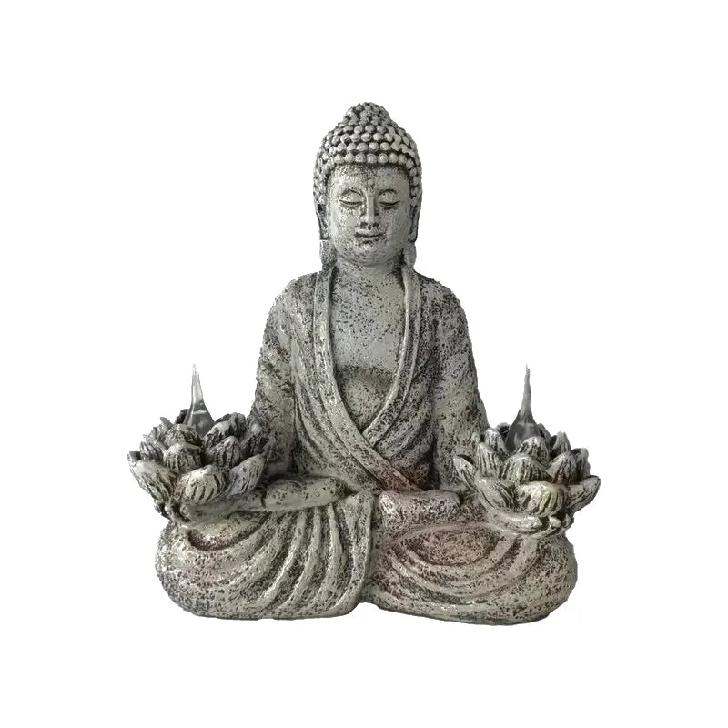 1pc Lotus Buddha Statues with LED Lights, Solar-Power Buddha Sculpture Decor for Home Garden, Yard, Patio, Yoga.