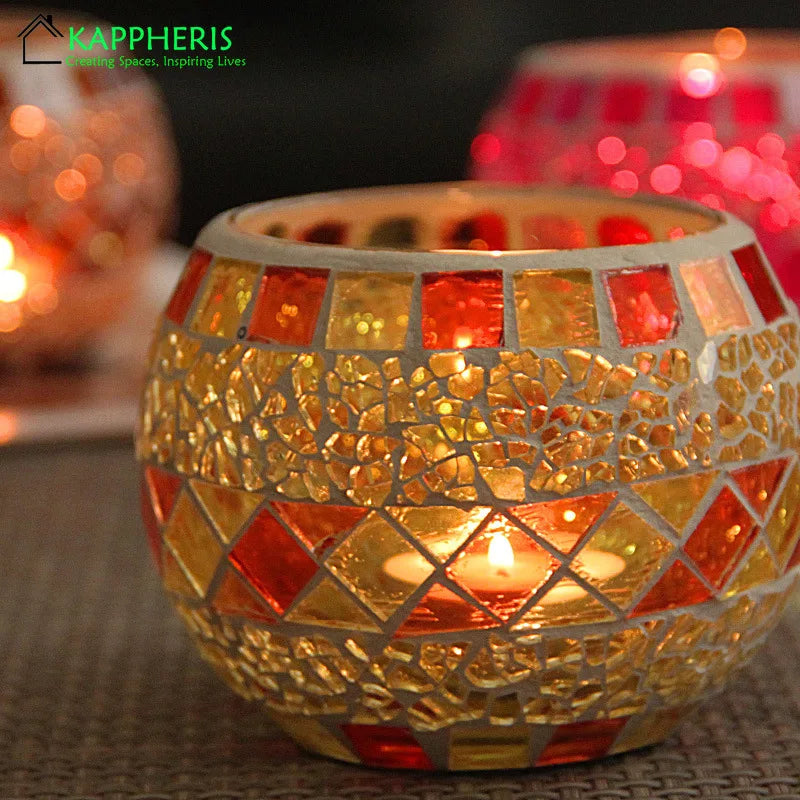 Rainbow Empty Candle Jars DIY Homemade Candle Container Glass Mosaic Jars for Candles Holder Vessel Storage