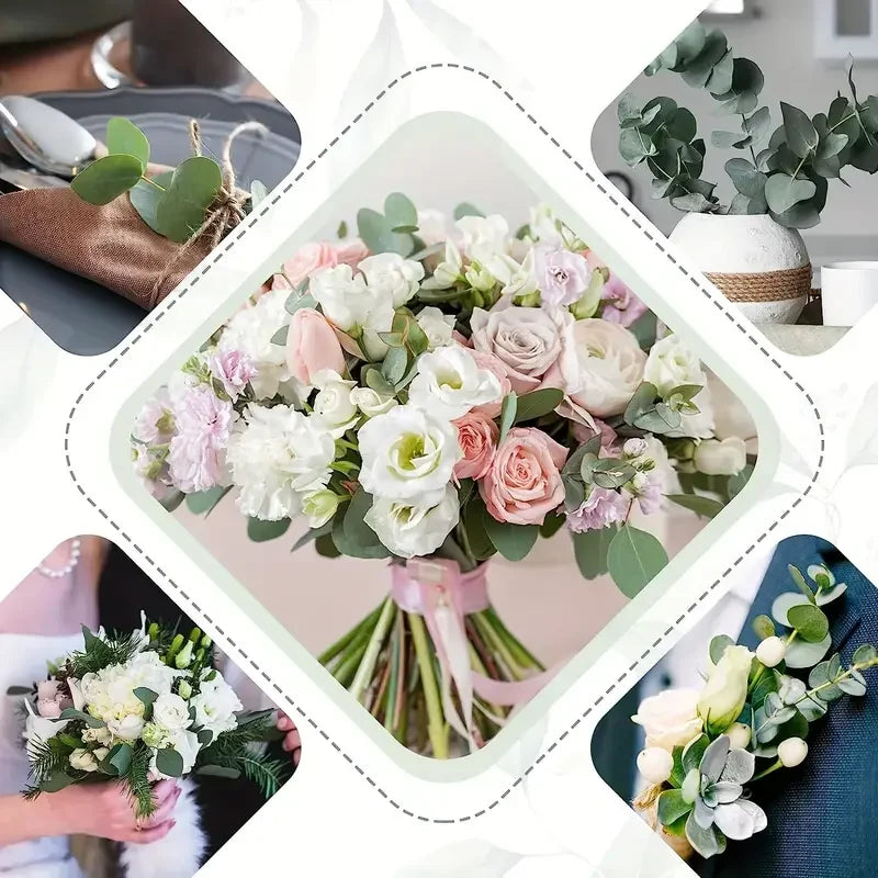 30/60pcs 3 Kinds Artificial Eucalyptus Stems Leaves Branches Silk Plant Bouquet For Vase Wedding Flower Floral Arrangement